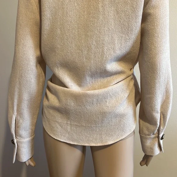 Zara Wool Blend Wrap Long Sleeve Side button Top Size S - Picture 14 of 15